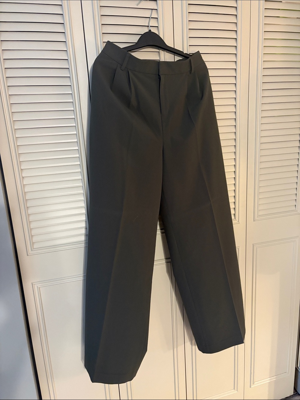 High-Rise Wide-Leg Pants in Olive Green